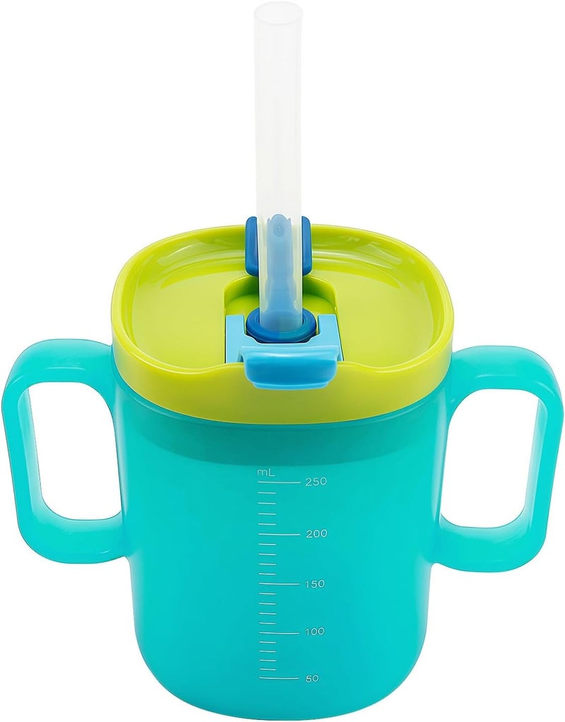 LCJAOF Senior Spill Resistant Drinking Cup - 8oz Drinking Cup with Straw and Lid Two Handles for Disabled Patients, Pregnant Women and Children (Blue) - Image 1